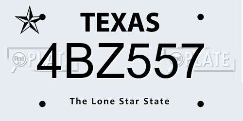 4BZ557 Texas License Plate
