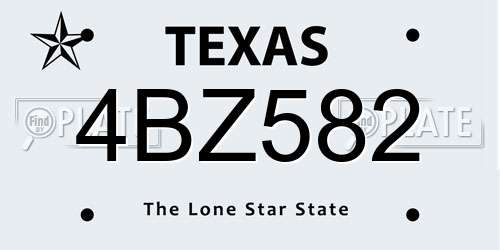 4BZ582 Texas License Plate