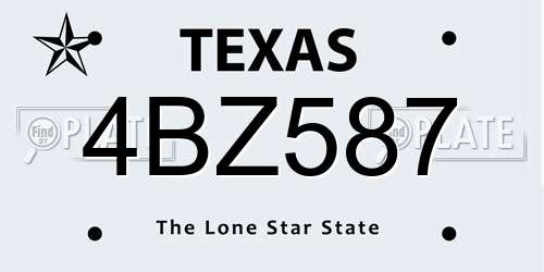 4BZ587 Texas License Plate