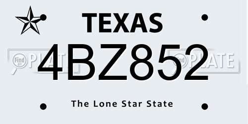 4BZ852 Texas License Plate
