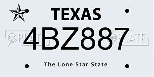 4BZ887 Texas License Plate