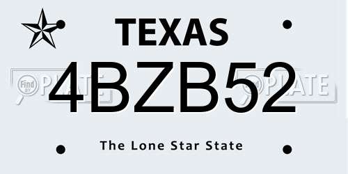 4BZB52 Texas License Plate