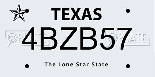 4BZB57 Texas License Plate