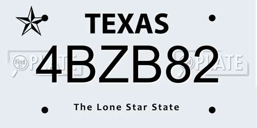 4BZB82 Texas License Plate