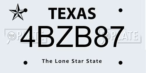 4BZB87 Texas License Plate