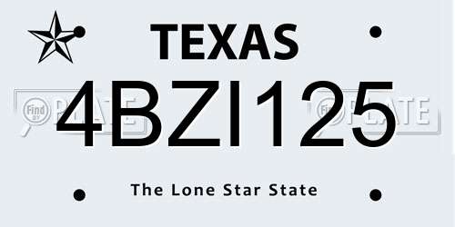 4BZI125 Texas License Plate
