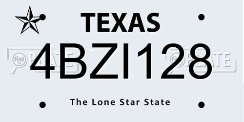 4BZI128 Texas License Plate