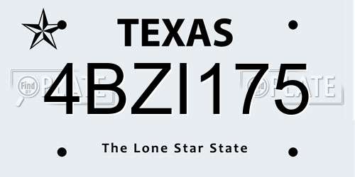 4BZI175 Texas License Plate