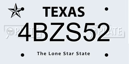 4BZS52 Texas License Plate