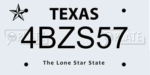 4BZS57 Texas License Plate