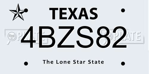 4BZS82 Texas License Plate