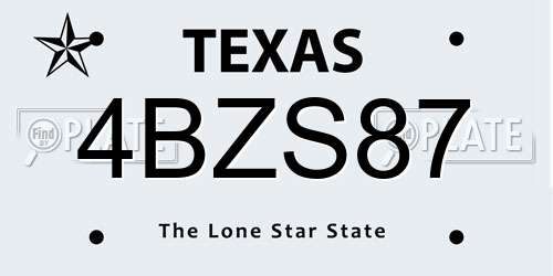 4BZS87 Texas License Plate