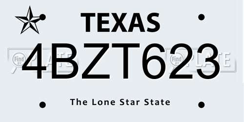 4BZT623 Texas License Plate