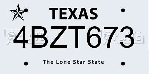 4BZT673 Texas License Plate