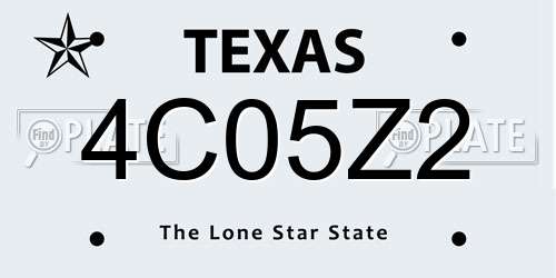4C05Z2 Texas License Plate