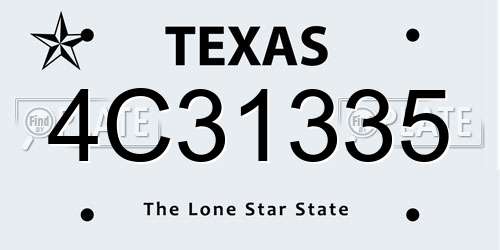 4C31335 Texas License Plate