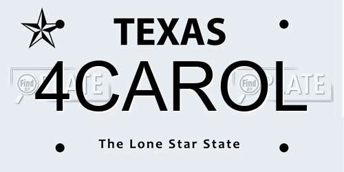 4CAROL Texas License Plate