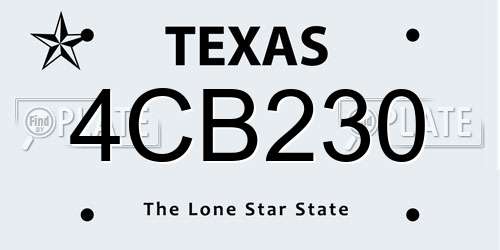 4CB230 Texas License Plate