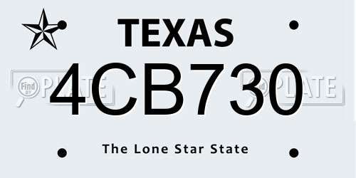4CB730 Texas License Plate