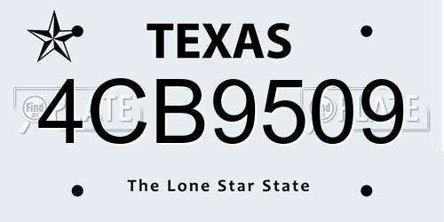4CB9509 Texas License Plate