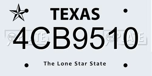 4CB9510 Texas License Plate
