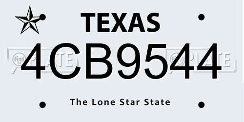 4CB9544 Texas License Plate