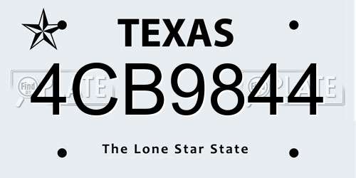 4CB9844 Texas License Plate