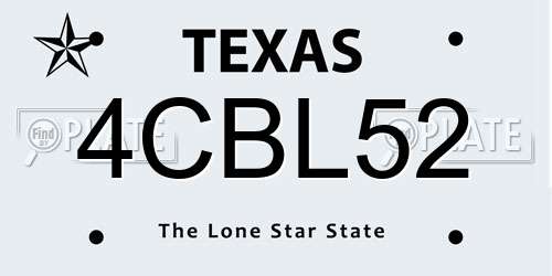 4CBL52 Texas License Plate