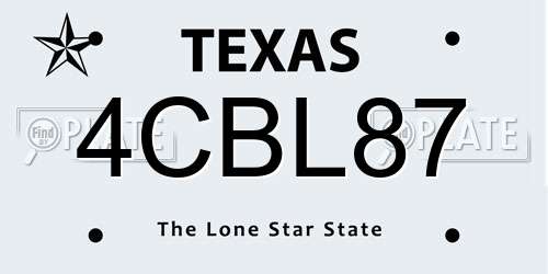 4CBL87 Texas License Plate