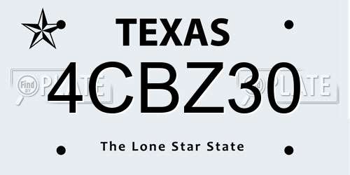 4CBZ30 Texas License Plate