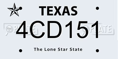 4CD151 Texas License Plate