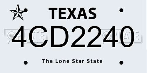 4CD2240 Texas License Plate