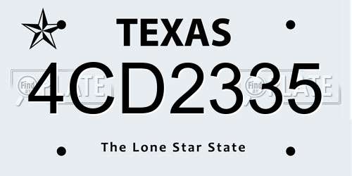 4CD2335 Texas License Plate