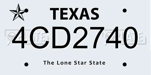 4CD2740 Texas License Plate