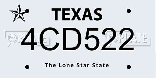 4CD522 Texas License Plate