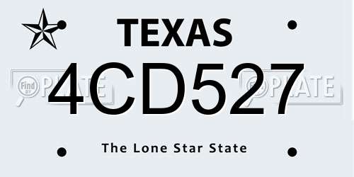 4CD527 Texas License Plate