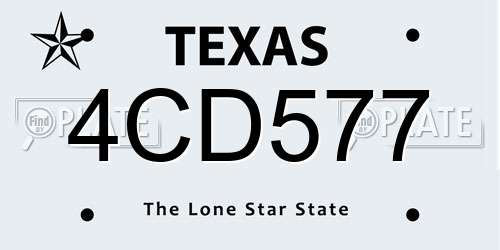 4CD577 Texas License Plate