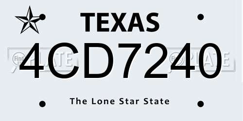 4CD7240 Texas License Plate