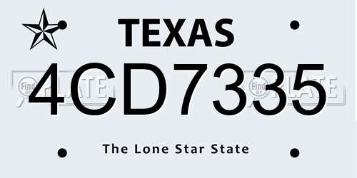 4CD7335 Texas License Plate
