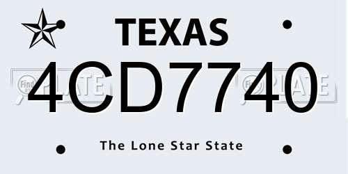 4CD7740 Texas License Plate