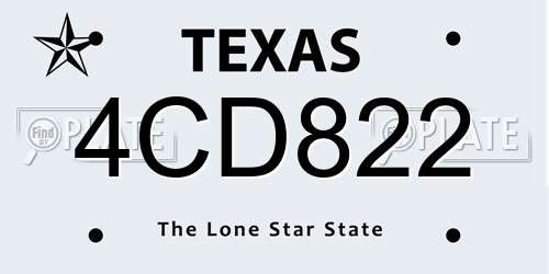 4CD822 Texas License Plate