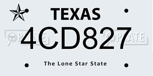 4CD827 Texas License Plate