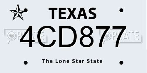 4CD877 Texas License Plate