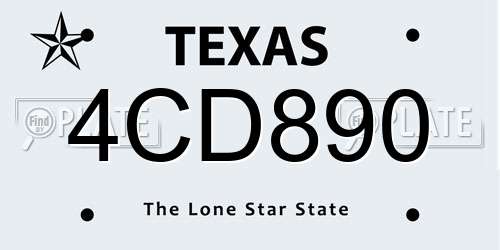 4CD890 Texas License Plate