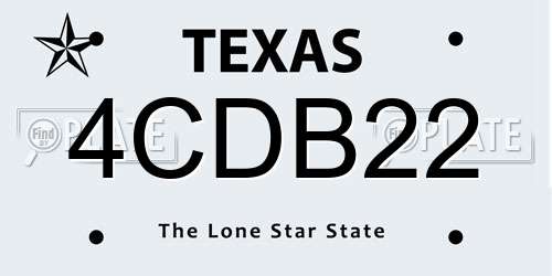 4CDB22 Texas License Plate