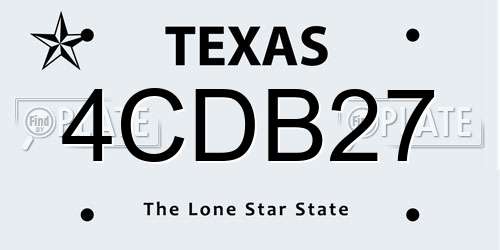 4CDB27 Texas License Plate