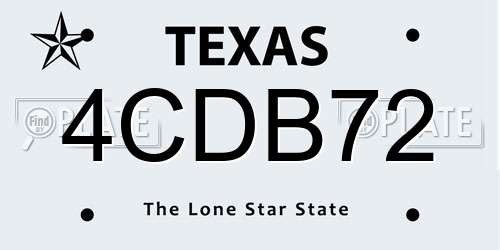 4CDB72 Texas License Plate