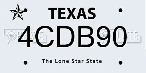 4CDB90 Texas License Plate