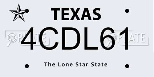 4CDL61 Texas License Plate