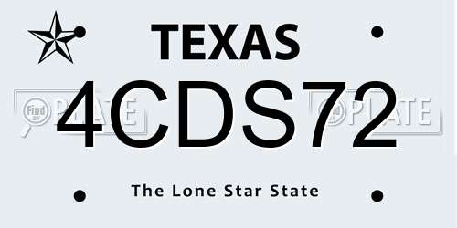 4CDS72 Texas License Plate
